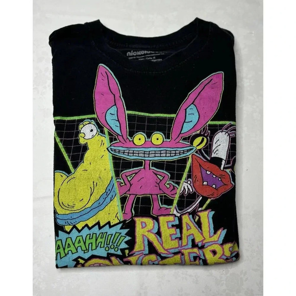 Nickelodeon Shirt Adult Medium Black Graphic AAAHH Real Monsters 100% Cotton - Picture 6 of 6